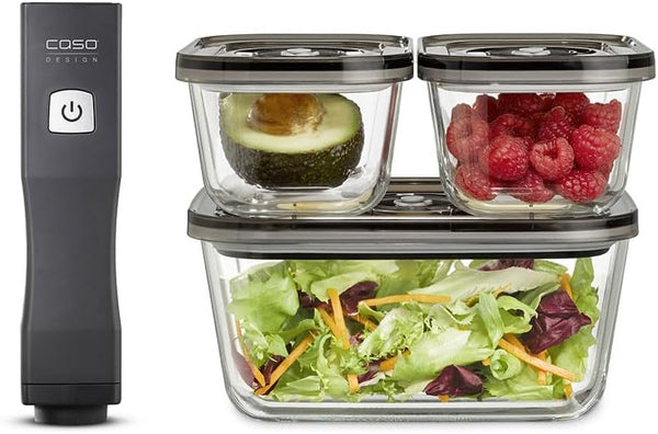 CASO Design VacuBoxx glass vacuum storage containers with fresh food